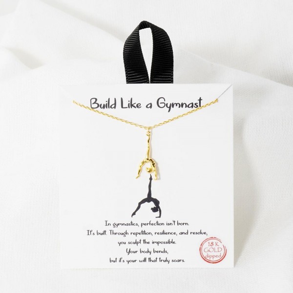 Dainty Chain Link Necklace Featuring Gymnast Pendant

- Approximately 16" L
- Extender 2" L
- Hypoallergenic Brass Base
- 18K Gold or White Gold Dipped
- Made in Korea
-Card: " In Gymnastics, Perfection isn't born. Its built. Through repetition, resilience, and resolve, you sculpt the impossible.Your body bends, but its your will that truly soars."