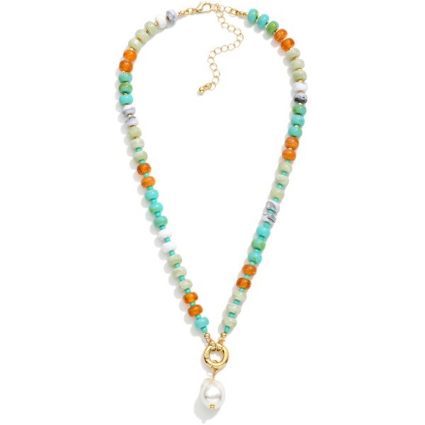 Wholesale candy Stone Beaded Necklace Baroque Pearl Toggle Clasp L Extender L