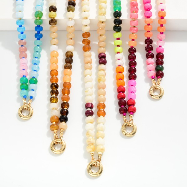 Candy Stone Beaded Necklace Featuring Toggle Clasp 

- Approximately 16" L
- Extender 3" L