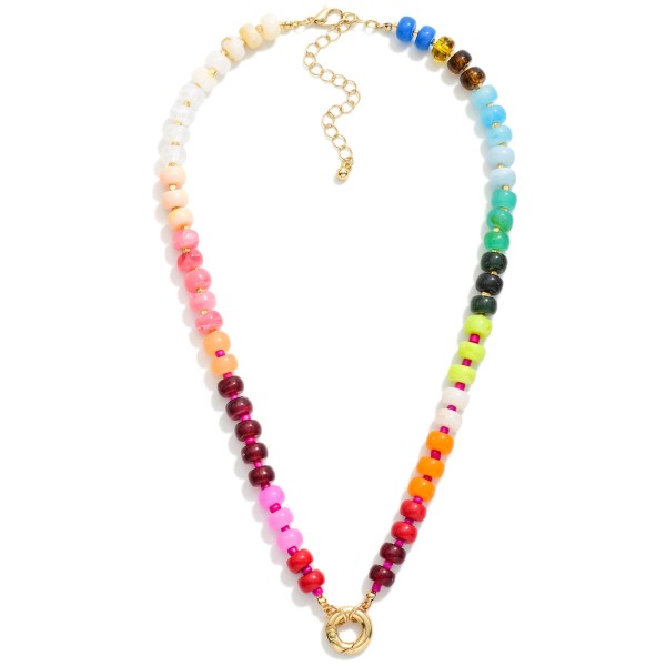 Candy Stone Beaded Necklace Featuring Toggle Clasp 

- Approximately 16" L
- Extender 3" L