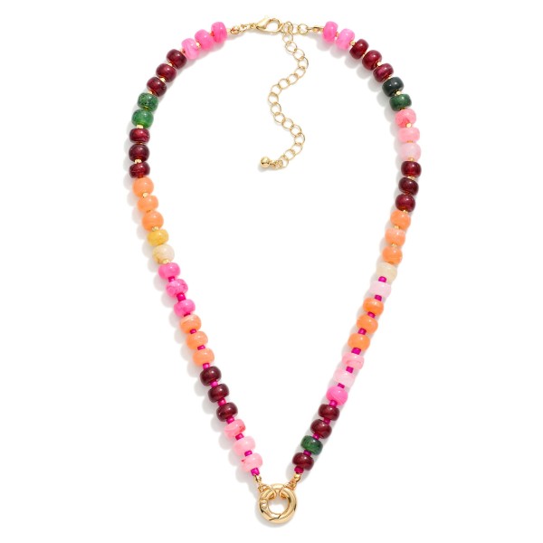 Candy Stone Beaded Necklace Featuring Toggle Clasp 

- Approximately 16" L
- Extender 3" L