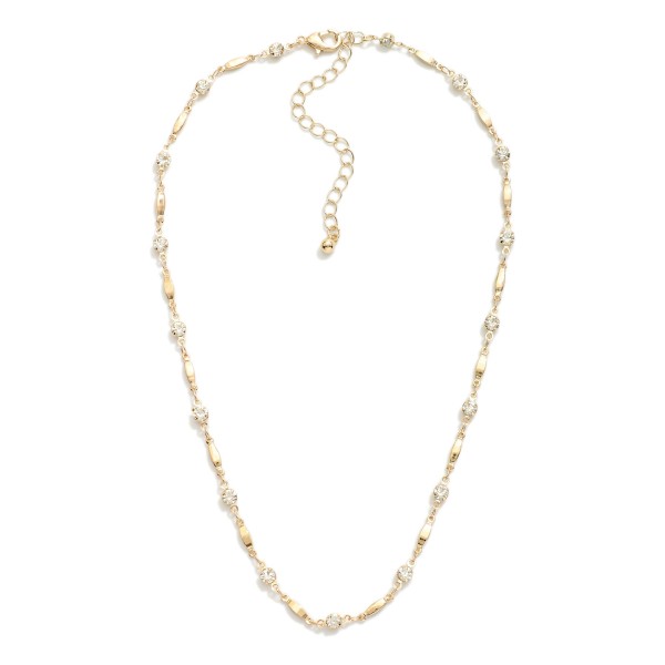 Chain Link Necklace Featuring Oval Beads & Rhinestone Stations

- Approximately 14" L
- Extender 3" L

