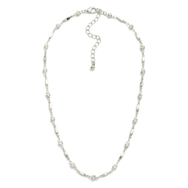 Chain Link Necklace Featuring Oval Beads & Rhinestone Stations

- Approximately 14" L
- Extender 3" L


