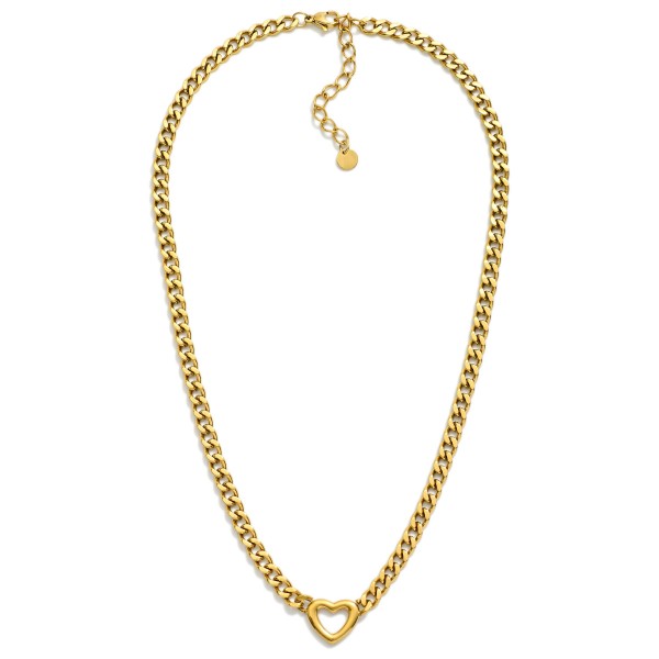 Wholesale curb Chain Necklace Hollow Metal Heart Pendant Stainless Steel Water R