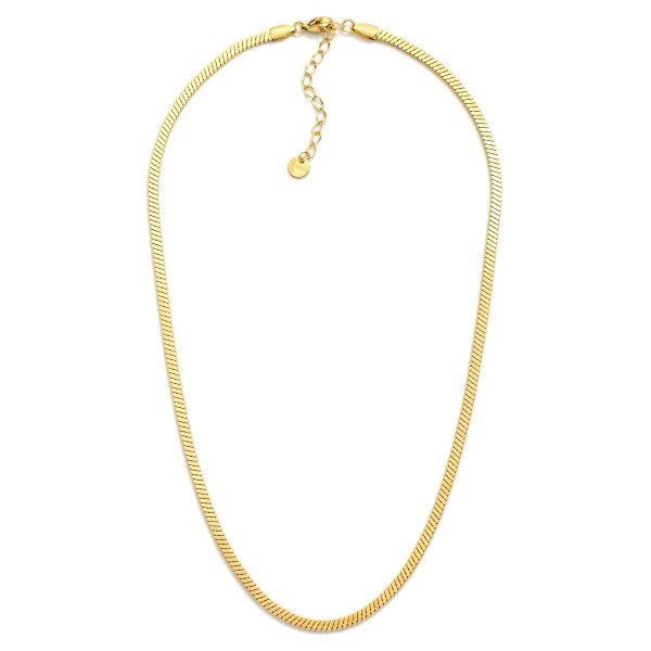 Snake Chain Necklace 

- Stainless Steel
- Water Resistant
- Approximately 16" L
- Extender 2" L