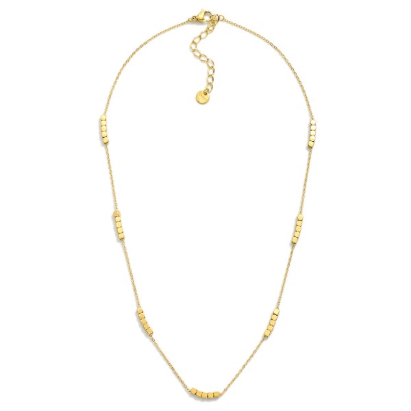 Wholesale chain Link Necklace Metal Layered Square Bead Stations Stainless Steel