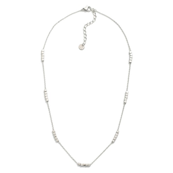 Wholesale chain Link Necklace Metal Layered Square Bead Stations Stainless Steel