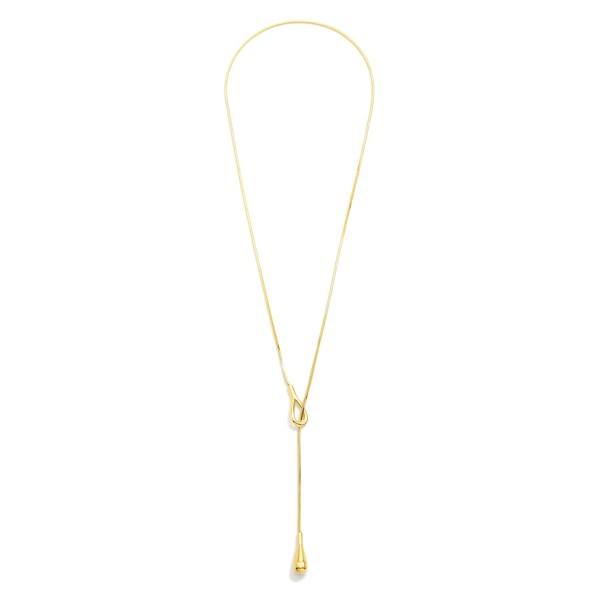 Snake Chain Y Necklace 

- Stainless Steel
- Water Resistant
- Approximately 36" L