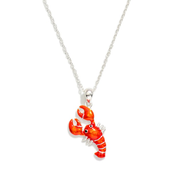 Chain Link Necklace Featuring Painted Metal Crawfish Pendant 

- Approximately 18" L
- Extender 3" L