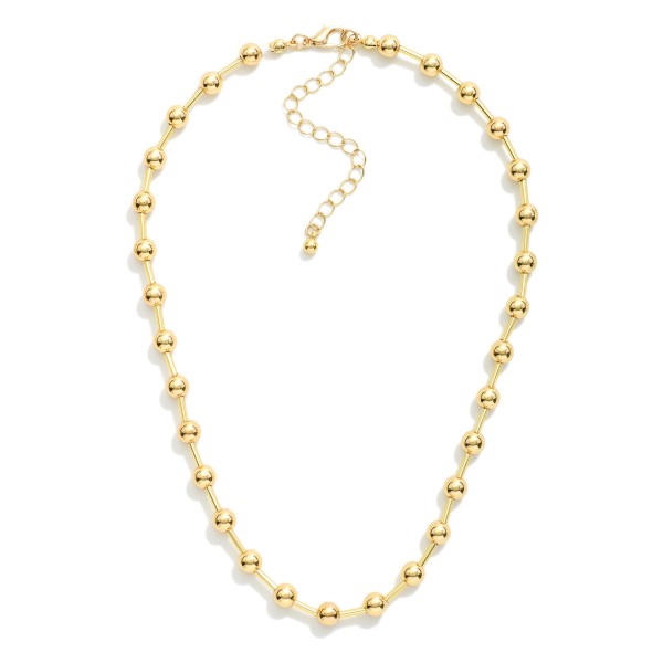 Metal Tone Bead & Tube Beaded Necklace 

- Approximately 12" L
- Extender 3" L