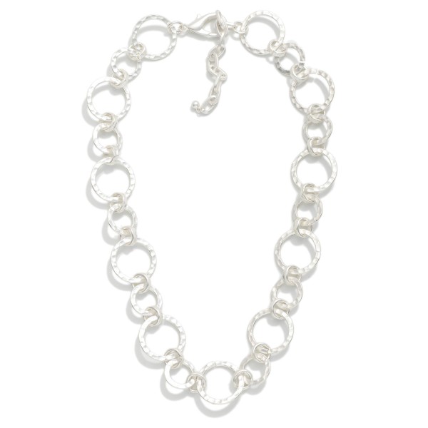 Matte Metal Circle Chain Link Necklace  

- Approximately 16" L
- Extender 2" L