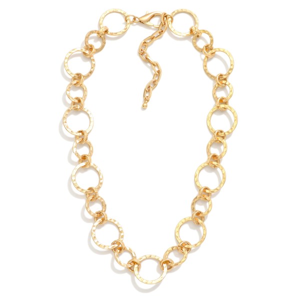Linked Hammered Metal Tone Circle Shapes Chain Link Necklace 

- Approximately 18" L 
- Extender 2" L 
