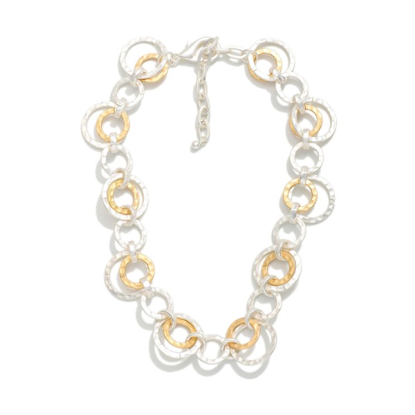 Matte Layered Metal Circle Chain Link Necklace 

- Approximately 12" L
- Extender 2" L