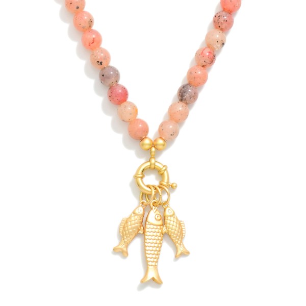 Candy Stone Beaded Necklace Featuring Fish Charms

- Approximately 18" L 
- Extender 3" L 