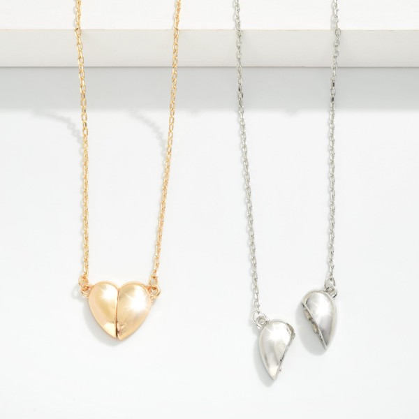 Chain Link Necklace Featuring Metal Tone Puffy Heart Pendant 

- Approximately 16" L
- Extender 2" L