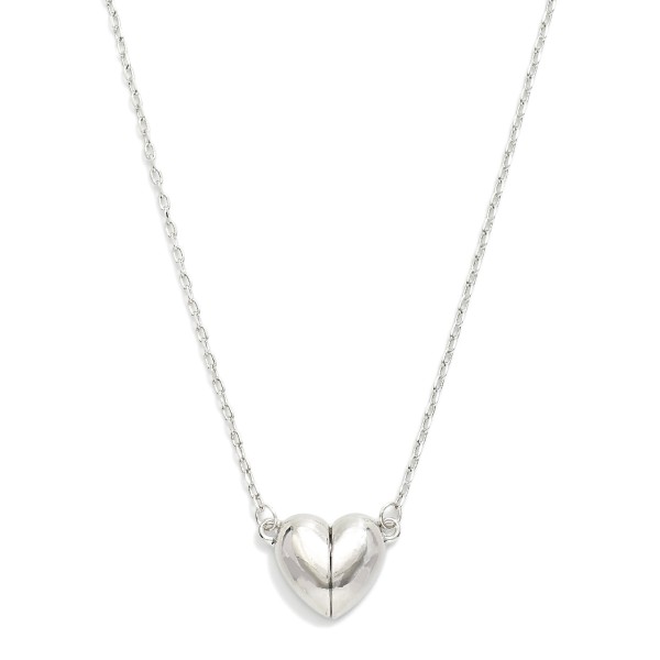 Chain Link Necklace Featuring Metal Tone Puffy Heart Pendant 

- Approximately 16" L
- Extender 2" L
