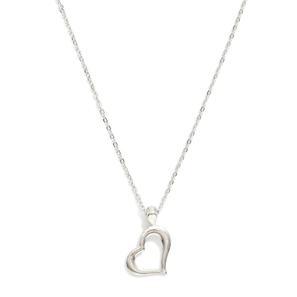 Chain Link Necklace Featuring Metal Tone Heart Pendant 

- Approximately 15.5" L
- Extender 2" L