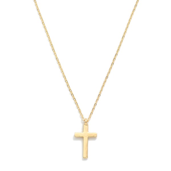 Metal Tone Dainty Chain Link Necklace Featuring Cross Pendant 

- Approximately 15.5" L 
- Extender 2" L 