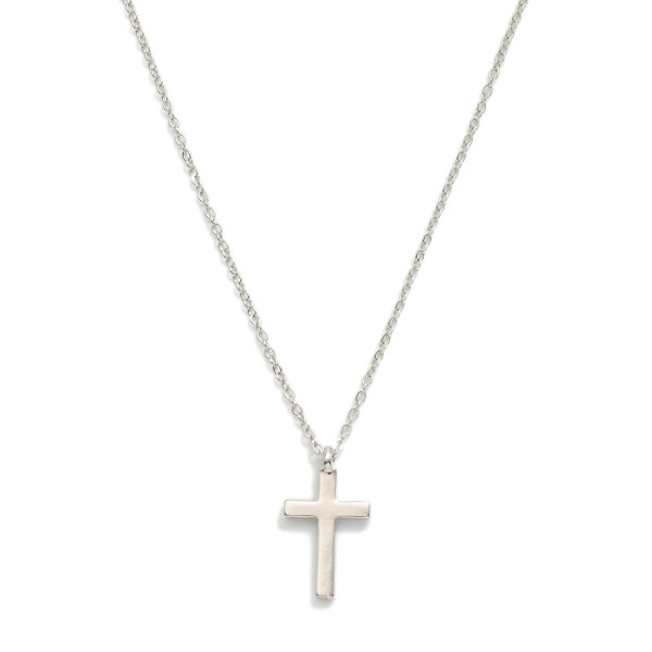 Metal Tone Dainty Chain Link Necklace Featuring Cross Pendant 

- Approximately 15.5" L 
- Extender 2" L 