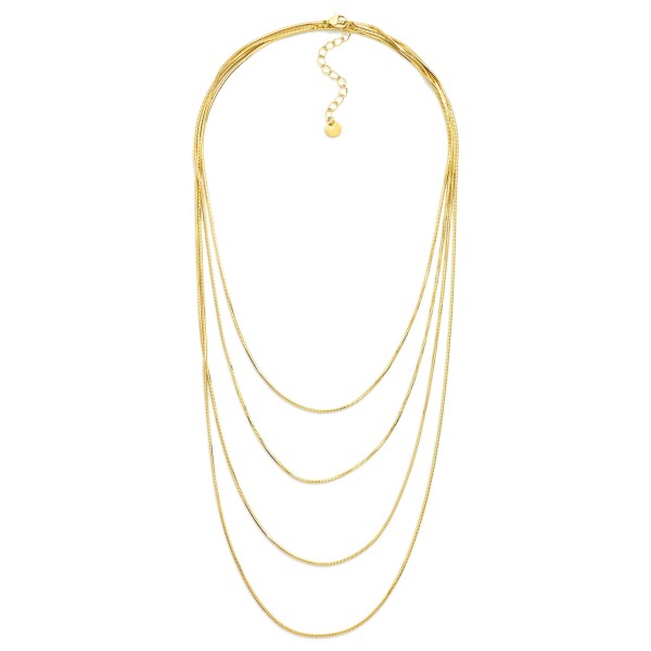 Layered Snake Chain Necklace 

- Stainless Steel
- Water Resistant
- Approximately 15.5" L
- Extender 2" L