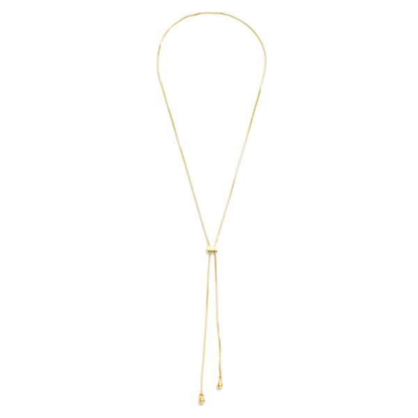 Snake Chain Bolo Style Necklace 

- Approximately 24" L 
- Stainless Steal 
- Water  Resistant 

