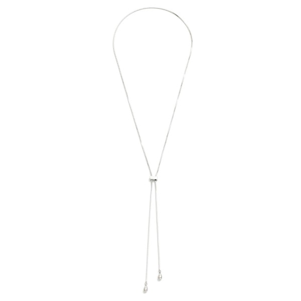 Snake Chain Bolo Style Necklace 

- Approximately 24" L 
- Stainless Steal 
- Water  Resistant 

