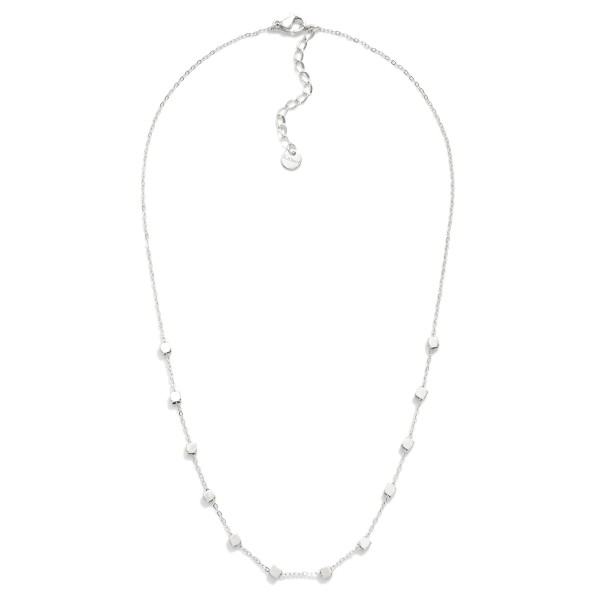 Chain Link Necklace Featuring Metal Tone Square Stations

- Stainless Steel
- Water Resistant
- Approximately 15.5" L
- Extender 2" L