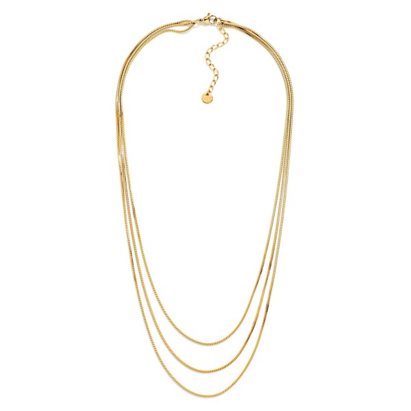 Layered Herringbone Chain Link Necklace 

- Stainless Steel
- Approximately 17" L
- Extender 2" L