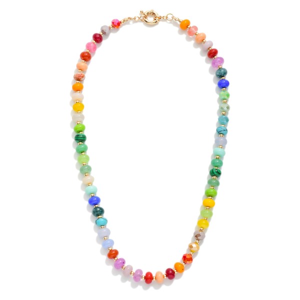 Faceted Bead & Stone Beaded Necklace 

- Approximately 16" L
- Extender 2" L