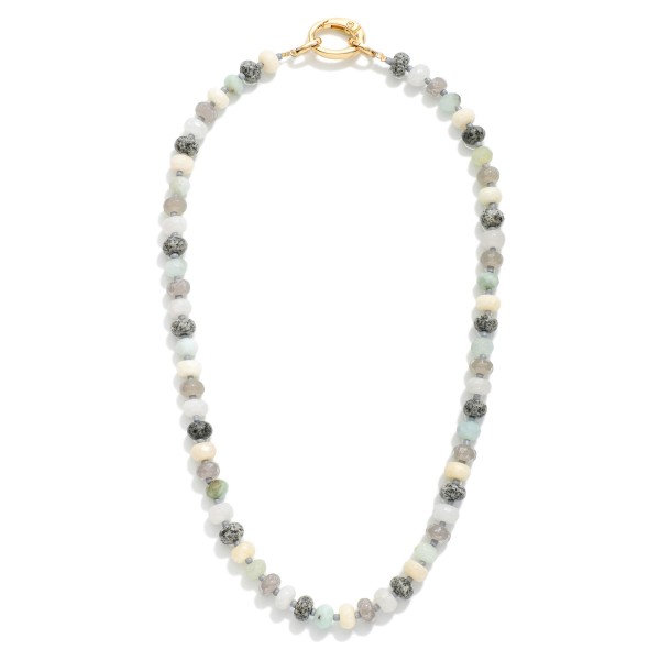 Faceted Bead & Stone Beaded Necklace 

- Approximately 16" L
- Extender 2" L