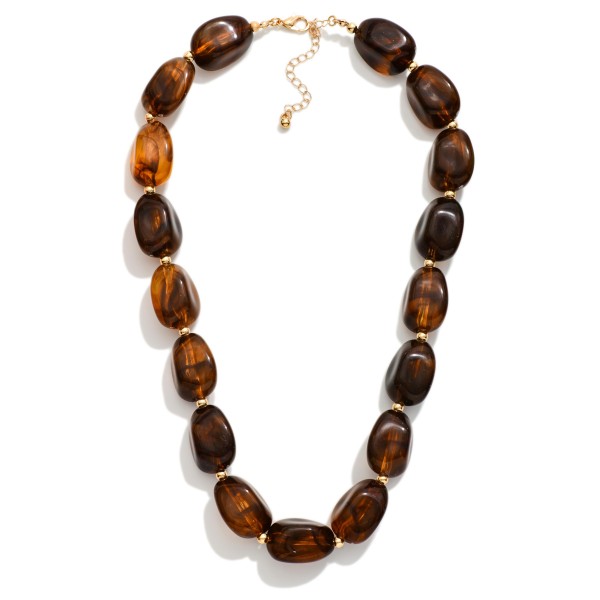Marbled Acetate Beaded Necklace Featuring Gold Tone Beads 

- Approximately 16" L 
- Extender 3" L 
