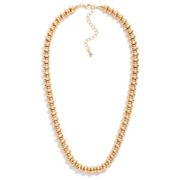 Beaded Necklace Featuring Metal Tone Disc Beads 

- Approximately 16.5" L 
- Extender 3" L 