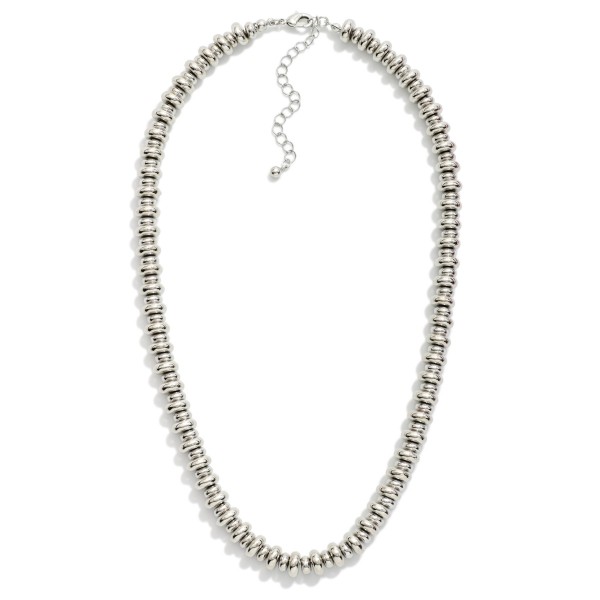 Beaded Necklace Featuring Metal Tone Disc Beads 

- Approximately 16.5" L 
- Extender 3" L 