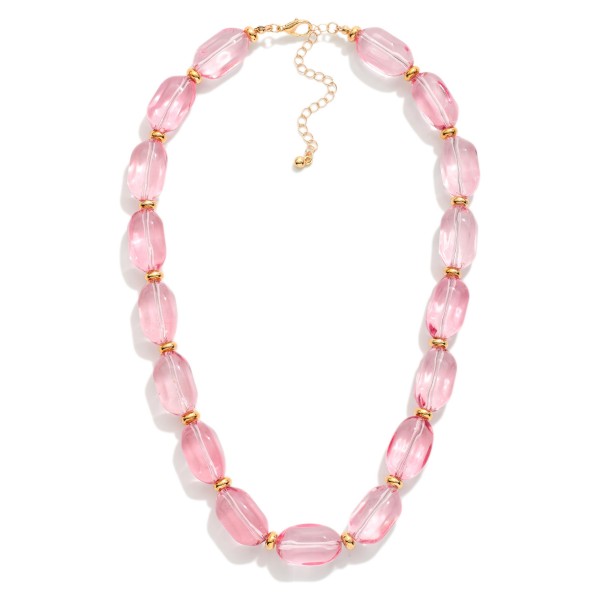 Class Crystal Beaded Necklace Featuring Gold Tone Disc Stations 

- Approximately 16" L 
- Extender 3" L 