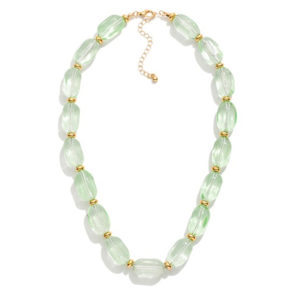 Class Crystal Beaded Necklace Featuring Gold Tone Disc Stations 

- Approximately 16" L 
- Extender 3" L 