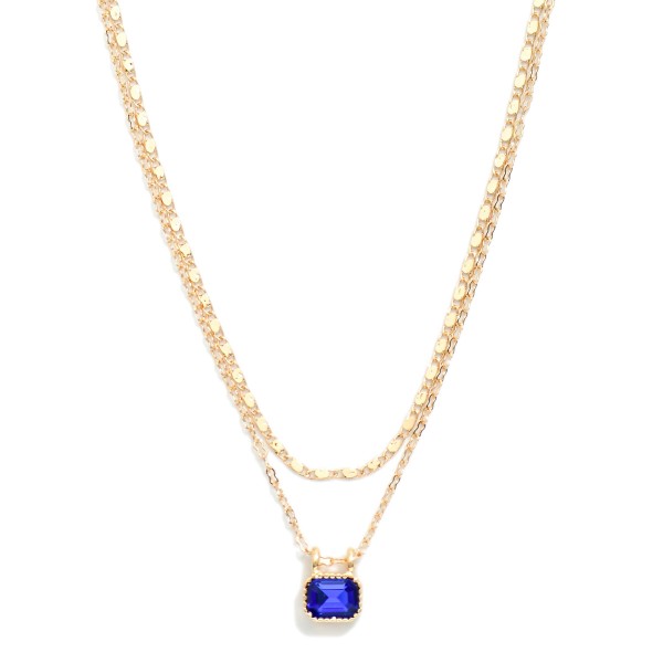 Layered Chain Link Necklace Featuring Rhinestone Pendant 

- Approximately 16" L
- Extender 2" L