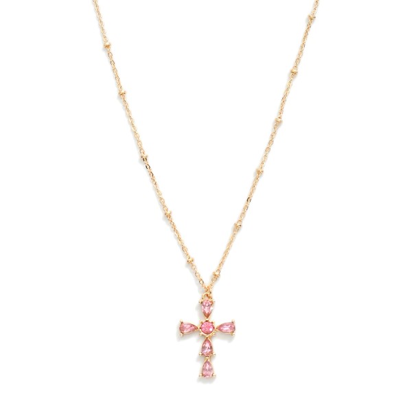 Chain Link Necklace with Metal Tone Disc Stations Featuring Rhinestone Pendant Necklace 

- Approximately 18" L 
- Extender 3" L 