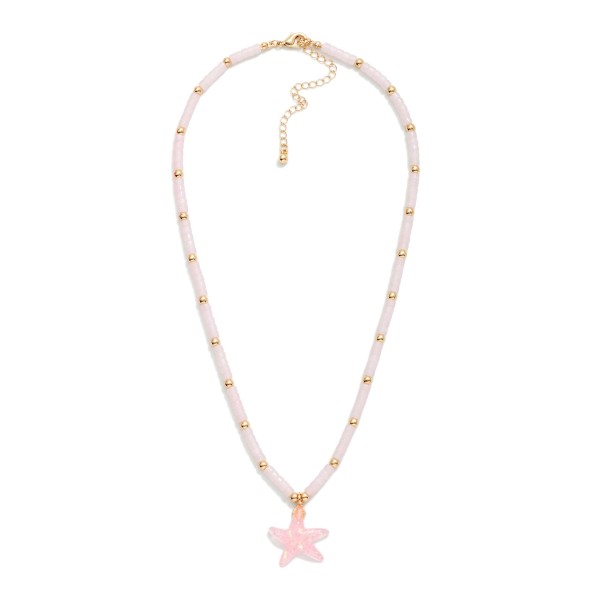 Heishi Beaded Necklace Featuring Metal Tone Accents And Star Pendant

- Approximately 17" L
- Extender 3" L
