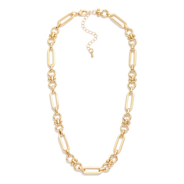 Multi Link Chain Link Necklace Featuring Metal Tone Ball Details 

- Approximately 16" 
- Extender 2" L
