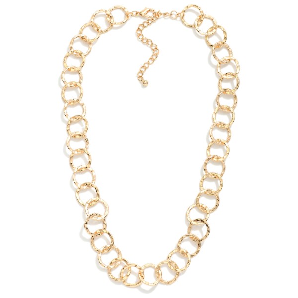 Hammered Metal Hoops Chain Link Necklace 

- Approximately 16" L
- Extender 2" L