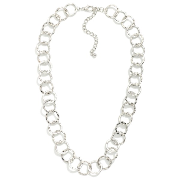 Hammered Metal Hoops Chain Link Necklace 

- Approximately 16" L
- Extender 2" L