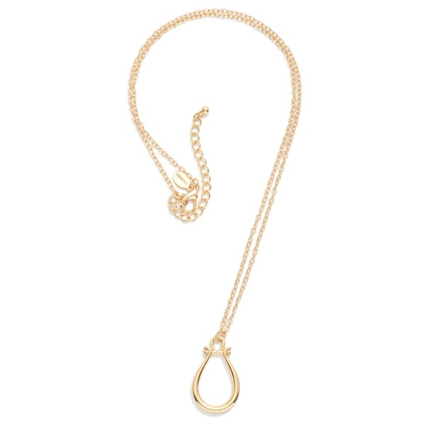 Long Chain Link Necklace Featuring Metal Tone Ring Holder Pendant

- Approximately 22" L
- Extender 3" L