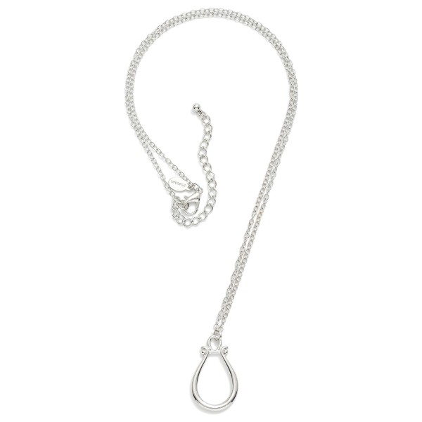 Long Chain Link Necklace Featuring Metal Tone Ring Holder Pendant

- Approximately 22" L
- Extender 3" L