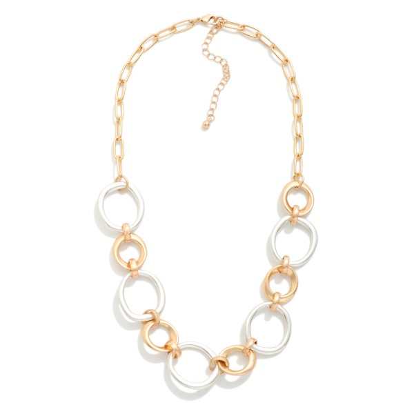 Hammered Metal Hoops Chain Link Necklace 

- Approximately 16" L
- Extender 2" L