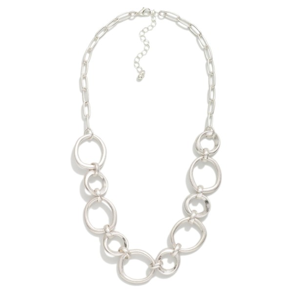 Hammered Metal Hoops Chain Link Necklace 

- Approximately 16" L
- Extender 2" L