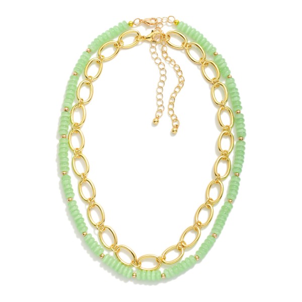 Set Of Two Chain Link & Acetate Bead Beaded Necklaces 

- Approximately 14" L