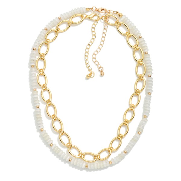 Set Of Two Chain Link & Acetate Bead Beaded Necklaces 

- Approximately 14" L