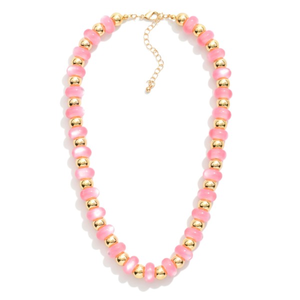 Candy Bead Beaded Necklace Featuring Gold Tone Beads 

- Approximately 16" L 
- Extender 3" L 