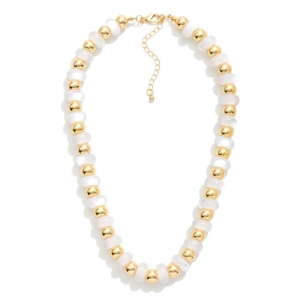 Candy Bead Beaded Necklace Featuring Gold Tone Beads 

- Approximately 16" L 
- Extender 3" L 