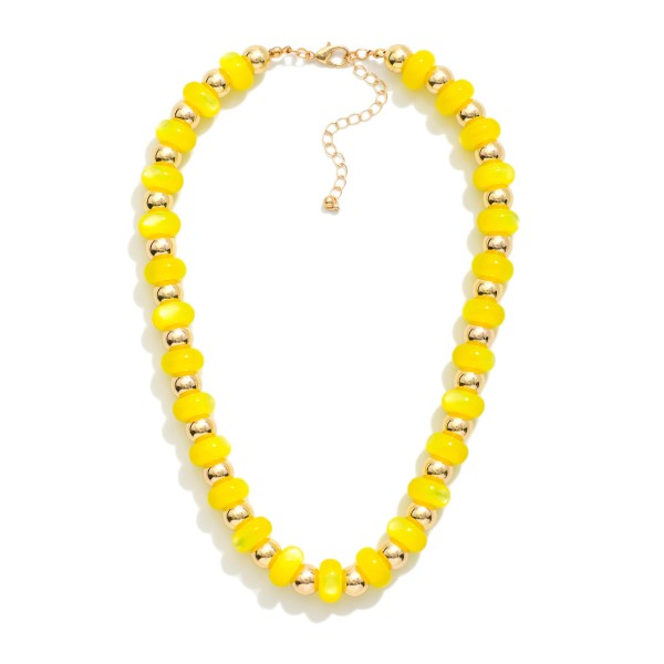Candy Bead Beaded Necklace Featuring Gold Tone Beads 

- Approximately 16" L 
- Extender 3" L 